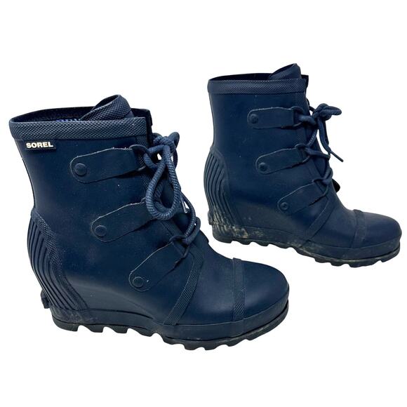 Sorel Size 9 Blue Lace Up Hidden Wedge Boots NL2442-464 1717591464 01583 0217 - Picture 2 of 8